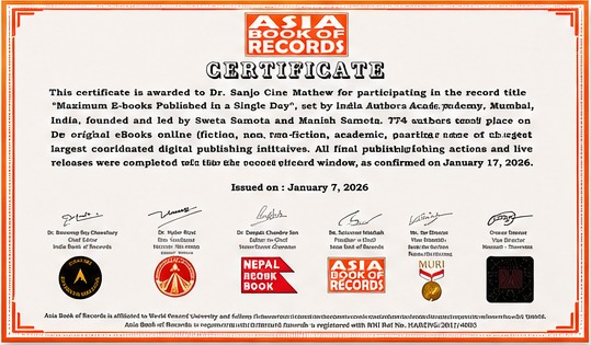 Certificate image for Dr. Sanjo Cine Mathew's published works